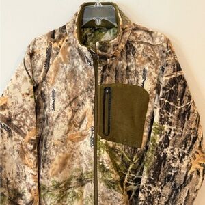 Cabelas Zonz Woodlands Camo Full Zip Men's Fleece Jacket Size Large